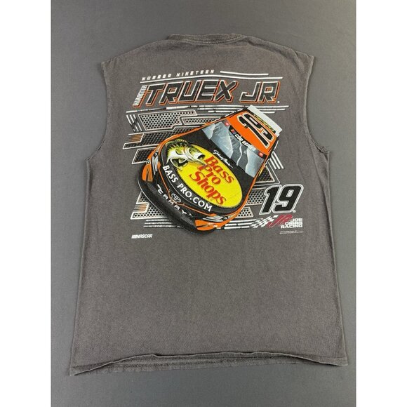 Nascar Y2K Martin Truex JR Toyota Racing Bass Pro Shops Gray Cut Off Tee Shirt - Picture 1 of 7